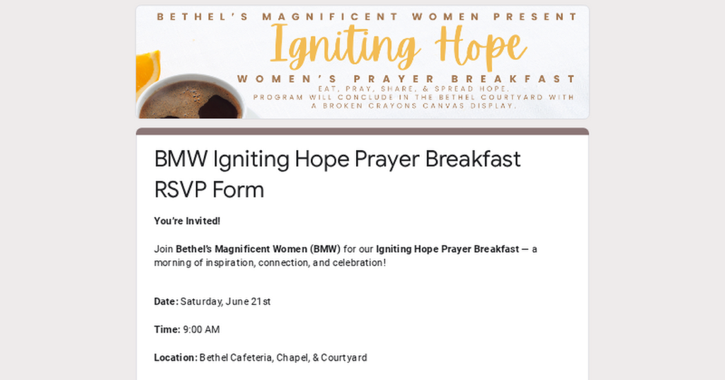 3Igniting Hope Prayer Breakfast RSVP